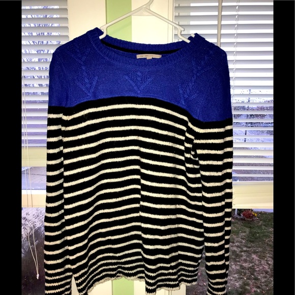 Blue, black and white wool knit sweater EUC - Picture 1 of 3